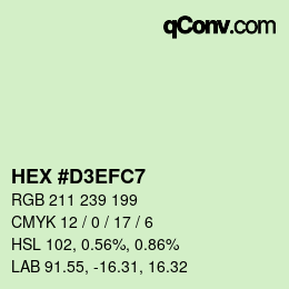 Color code: HEX #D3EFC7 | qconv.com