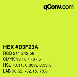 カラーコード: HEX #D3F23A | qconv.com