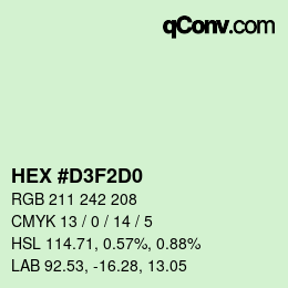 Farbcode: HEX #D3F2D0 | qconv.com
