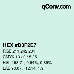 Color code: HEX #D3F2E7 | qconv.com