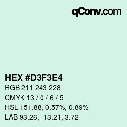 Farbcode: HEX #D3F3E4 | qconv.com