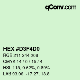 Color code: HEX #D3F4D0 | qconv.com