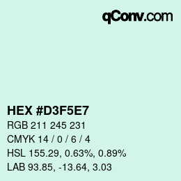 Color code: HEX #D3F5E7 | qconv.com