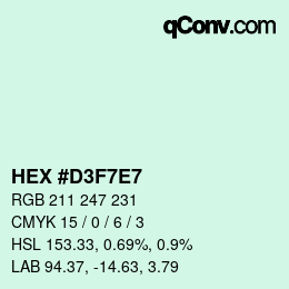 Color code: HEX #D3F7E7 | qconv.com