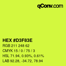 Color code: HEX #D3F83E | qconv.com