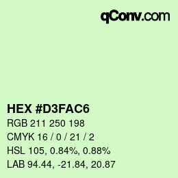 Color code: HEX #D3FAC6 | qconv.com