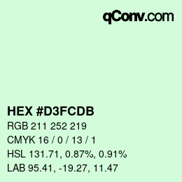 Color code: HEX #D3FCDB | qconv.com