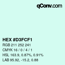 Farbcode: HEX #D3FCF1 | qconv.com