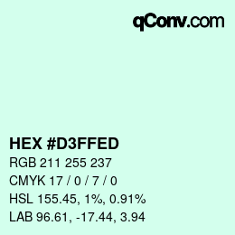 Color code: HEX #D3FFED | qconv.com