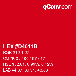 カラーコード: HEX #D4011B | qconv.com