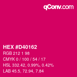 Farbcode: HEX #D40162 | qconv.com