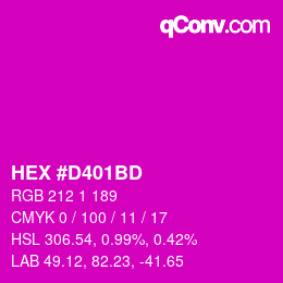 カラーコード: HEX #D401BD | qconv.com