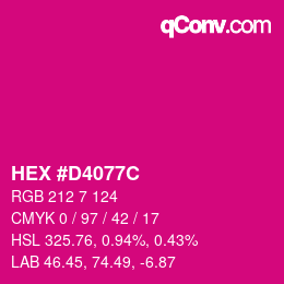 カラーコード: HEX #D4077C | qconv.com