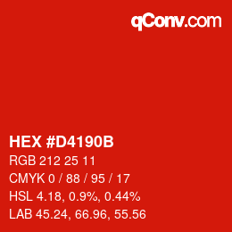 Color code: HEX #D4190B | qconv.com
