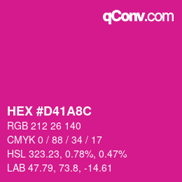 カラーコード: HEX #D41A8C | qconv.com