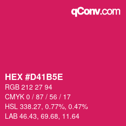 カラーコード: HEX #D41B5E | qconv.com