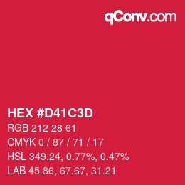 颜色代码: HEX #D41C3D | qconv.com