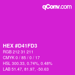 カラーコード: HEX #D41FD3 | qconv.com