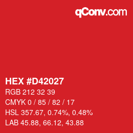 カラーコード: HEX #D42027 | qconv.com