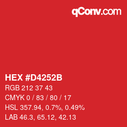 Color code: HEX #D4252B | qconv.com