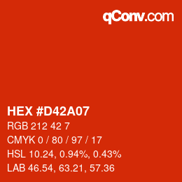 Farbcode: HEX #D42A07 | qconv.com