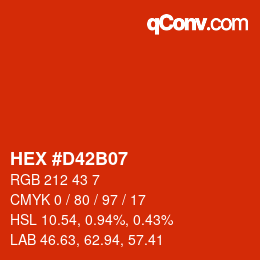 Farbcode: HEX #D42B07 | qconv.com