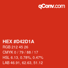 Color code: HEX #D42D1A | qconv.com