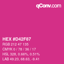 カラーコード: HEX #D42F87 | qconv.com