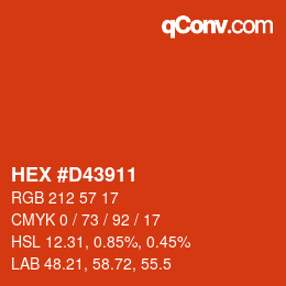 颜色代码: HEX #D43911 | qconv.com