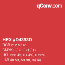 Color code: HEX #D4393D | qconv.com