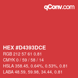 颜色代码: HEX #D4393DCE | qconv.com