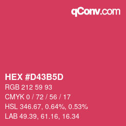 颜色代码: HEX #D43B5D | qconv.com