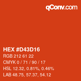 カラーコード: HEX #D43D16 | qconv.com