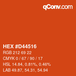 Color code: HEX #D44516 | qconv.com