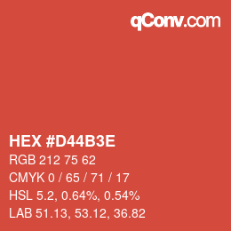 Color code: HEX #D44B3E | qconv.com