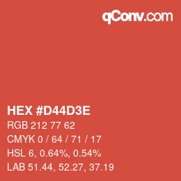 Color code: HEX #D44D3E | qconv.com