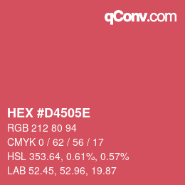 カラーコード: HEX #D4505E | qconv.com