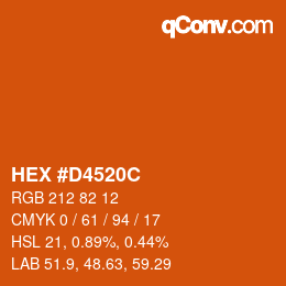 Color code: HEX #D4520C | qconv.com