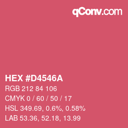 颜色代码: HEX #D4546A | qconv.com