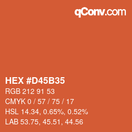 カラーコード: HEX #D45B35 | qconv.com