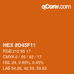 颜色代码: HEX #D45F11 | qconv.com