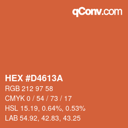 颜色代码: HEX #D4613A | qconv.com