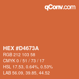 Color code: HEX #D4673A | qconv.com