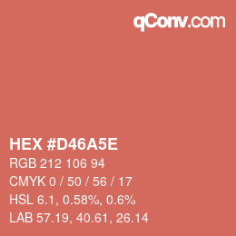 Color code: HEX #D46A5E | qconv.com