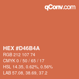 Color code: HEX #D46B4A | qconv.com