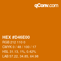 Farbcode: HEX #D46E00 | qconv.com