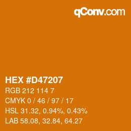 Color code: HEX #D47207 | qconv.com