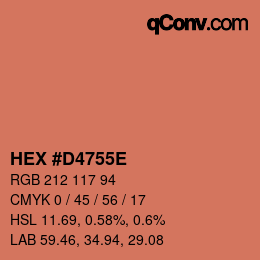 カラーコード: HEX #D4755E | qconv.com
