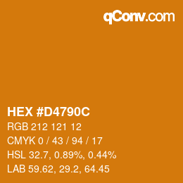 颜色代码: HEX #D4790C | qconv.com
