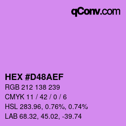 Color code: HEX #D48AEF | qconv.com